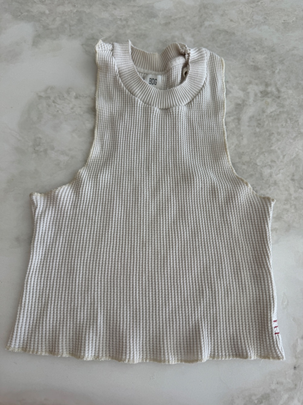 BDG Cream Ribbed Knit Tank Top